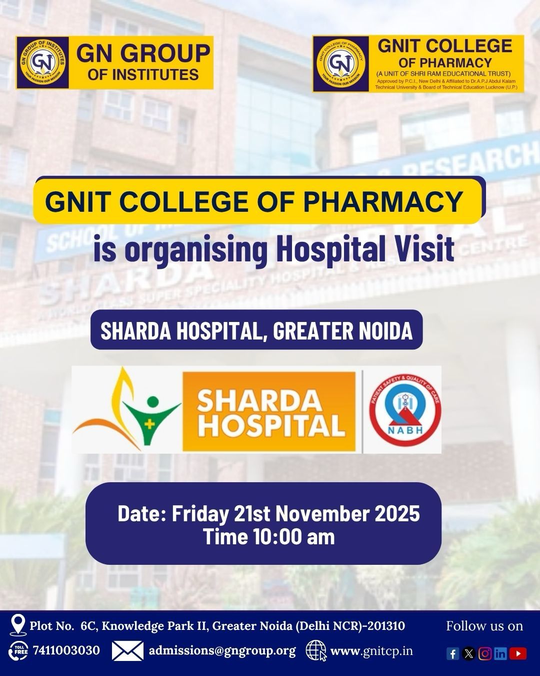 Industrial visit to Sharda Hospital